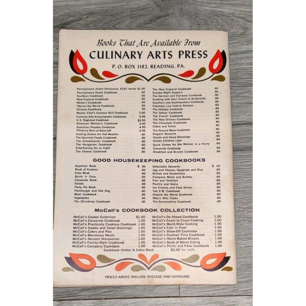 Vintage 1966 Pennsylvania Dutch Cookbook Culinary Arts Press Recipes Booklet